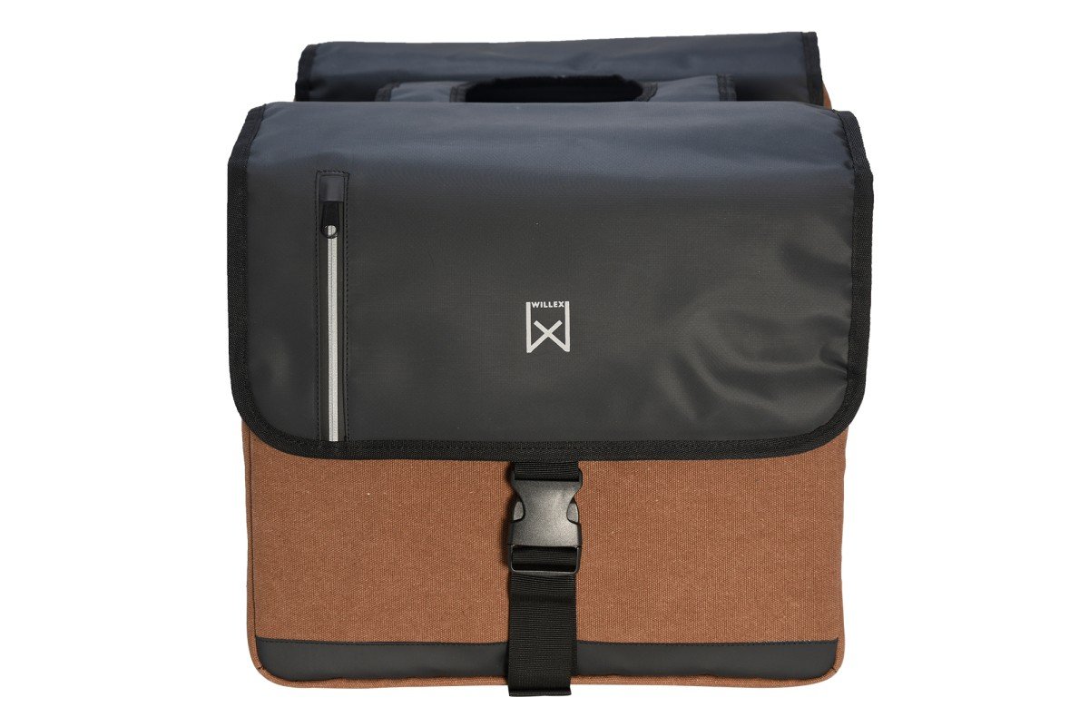 Willex Dubbel Canvas Kant Bruin / Zwart 30L