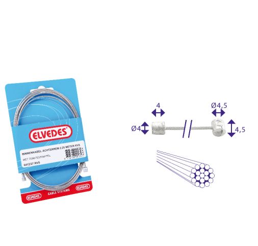 Elvedes schakel binnenkabel rvs 2 nippels 4x4 en 4