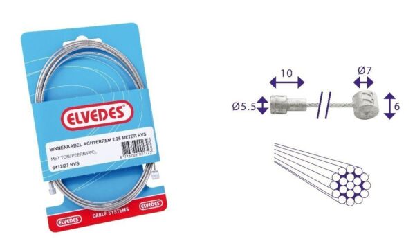 Elvedes rem binnenkabel 2 nippels ton 7x6 peer 5.5