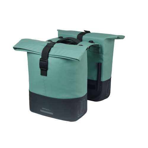 Basil Fietstas Dubbel Cove Zilvergroen/Zwart MIK 28-32L