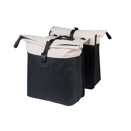 Basil Fietstas Dubbel Vive Gebroken Wit/Zwart MIK 28-32L