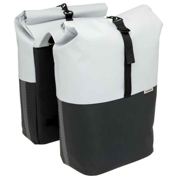 New Looxs fietstas dubbel Nyborg lichtgrijs/zwart